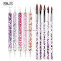 Paola Center flat liner nail pen for home salon set with glitter handles and precision brush and dotting tools