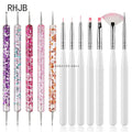 Flat liner nail pen for home salon set with various nail art brushes and dotting tools by Paola Center