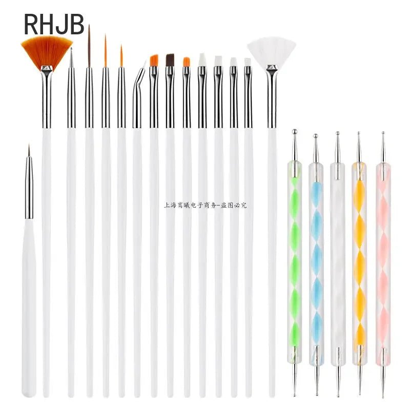 Paola Center flat liner nail pen for home salon with multiple brush and dotting tools for detailed nail art