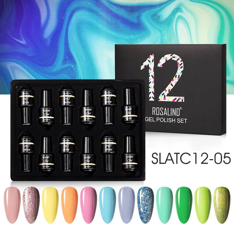 ROSALIND New Gel Nail Polish Set Hybrid Gel Varnishes Nail Kit For Manicure Design Nail Art Semi Permanent Nail Gel Polish Set - Paola Center