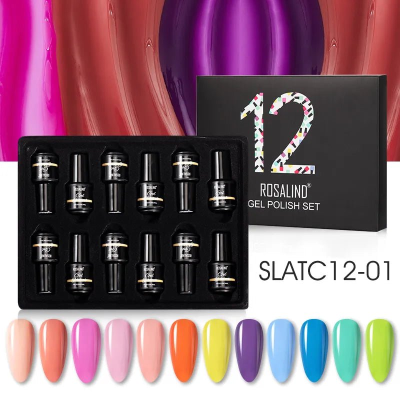 ROSALIND New Gel Nail Polish Set Hybrid Gel Varnishes Nail Kit For Manicure Design Nail Art Semi Permanent Nail Gel Polish Set - Paola Center