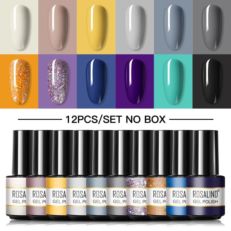 ROSALIND New Gel Nail Polish Set Hybrid Gel Varnishes Nail Kit For Manicure Design Nail Art Semi Permanent Nail Gel Polish Set - Paola Center