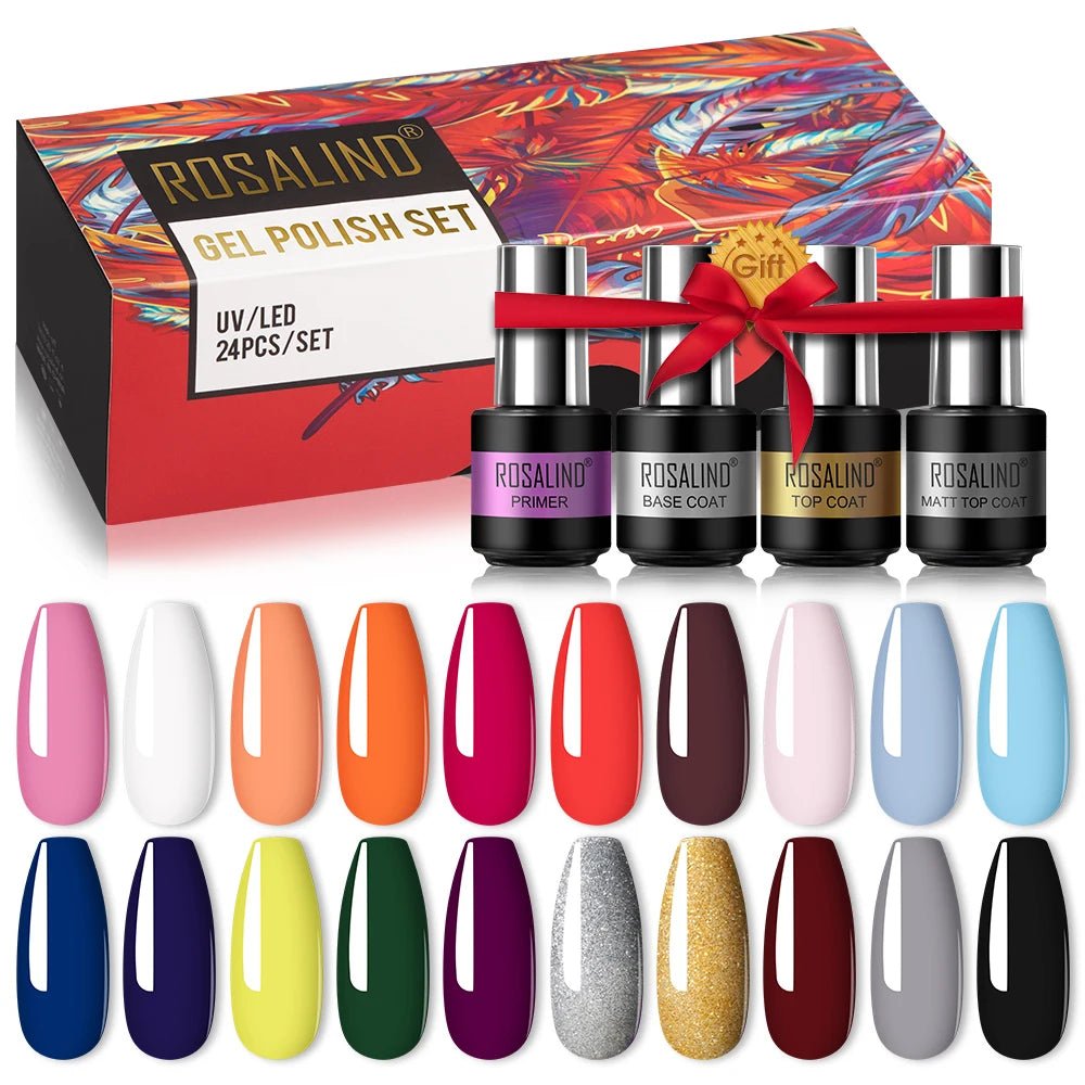 ROSALIND New Gel Nail Polish Set Hybrid Gel Varnishes Nail Kit For Manicure Design Nail Art Semi Permanent Nail Gel Polish Set - Paola Center