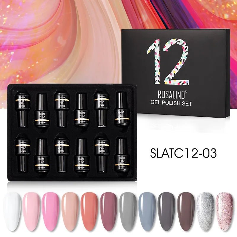 ROSALIND New Gel Nail Polish Set Hybrid Gel Varnishes Nail Kit For Manicure Design Nail Art Semi Permanent Nail Gel Polish Set - Paola Center
