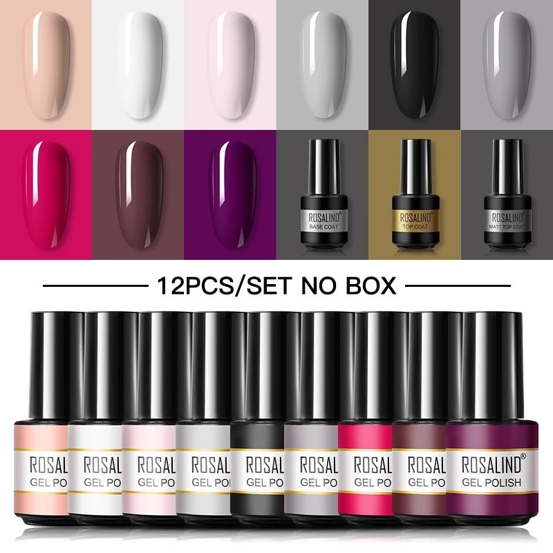ROSALIND New Gel Nail Polish Set Hybrid Gel Varnishes Nail Kit For Manicure Design Nail Art Semi Permanent Nail Gel Polish Set - Paola Center