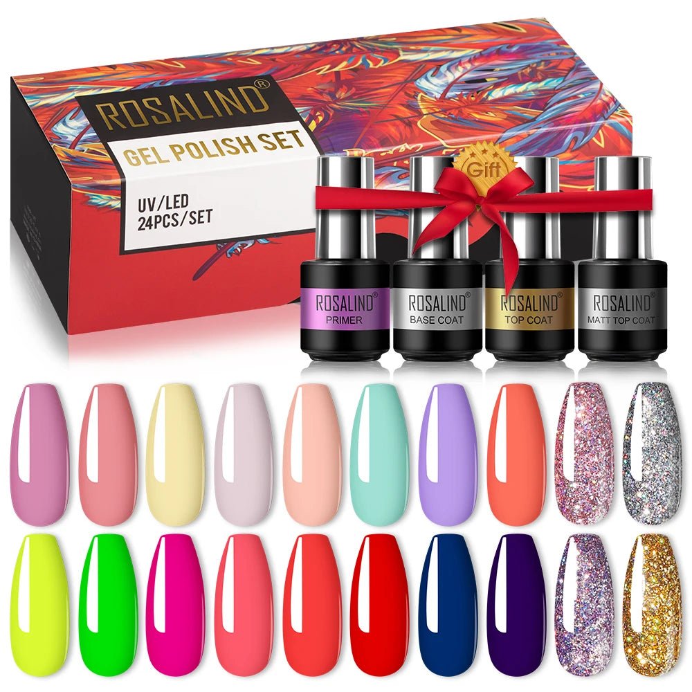 ROSALIND New Gel Nail Polish Set Hybrid Gel Varnishes Nail Kit For Manicure Design Nail Art Semi Permanent Nail Gel Polish Set - Paola Center