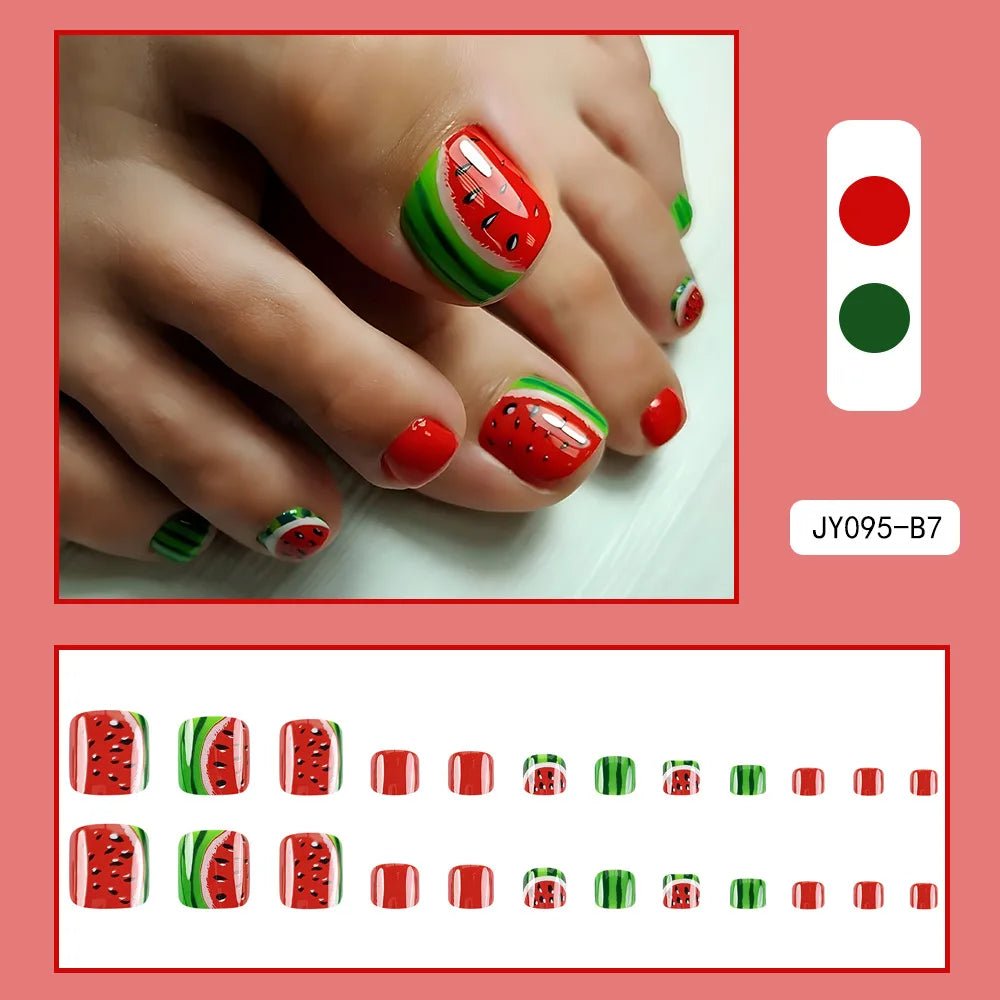 Summer Beach Toe False Nail Press on Nails 24 Pcs Fake Nails Set Shell Design Decorated Toe Nails Acrylic Stick on Toe Nail - Paola Center