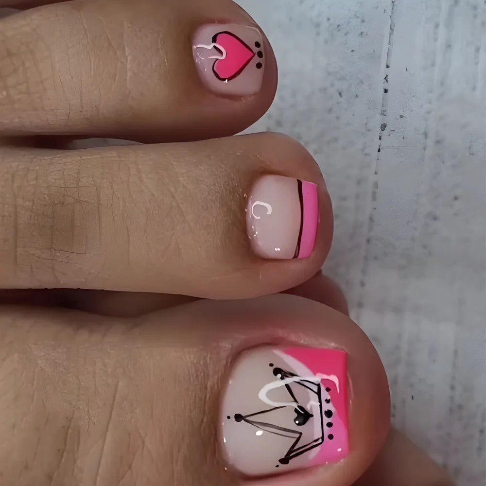 Summer Beach Toe False Nail Press on Nails 24 Pcs Fake Nails Set Shell Design Decorated Toe Nails Acrylic Stick on Toe Nail - Paola Center