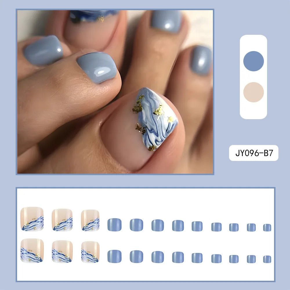 Summer Beach Toe False Nail Press on Nails 24 Pcs Fake Nails Set Shell Design Decorated Toe Nails Acrylic Stick on Toe Nail - Paola Center