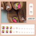 Summer Beach Toe False Nail Press on Nails 24 Pcs Fake Nails Set Shell Design Decorated Toe Nails Acrylic Stick on Toe Nail - Paola Center
