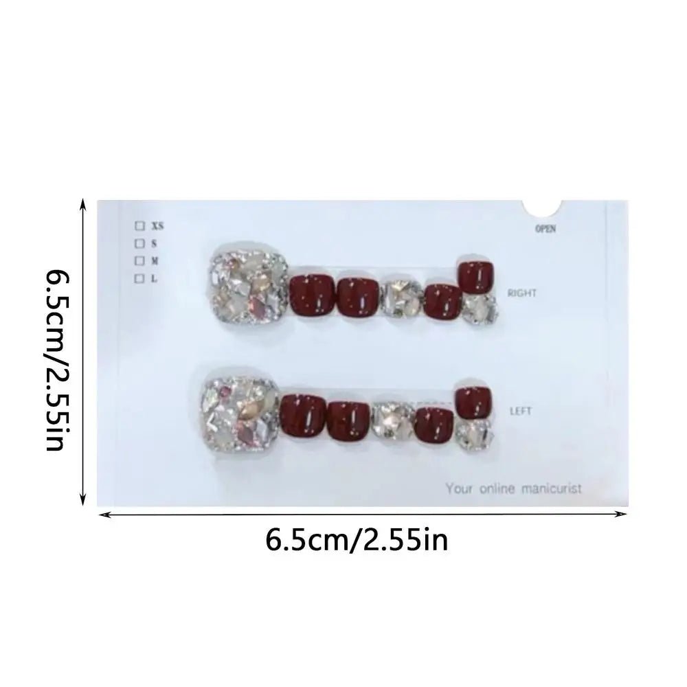 Toenails Glitter Glitter Press On Toe Nails Manicure Art Glossy Fake Toe Nails 14Pcs Sparkling Cat's Eye Toenail Girls Nail Art - Paola Center