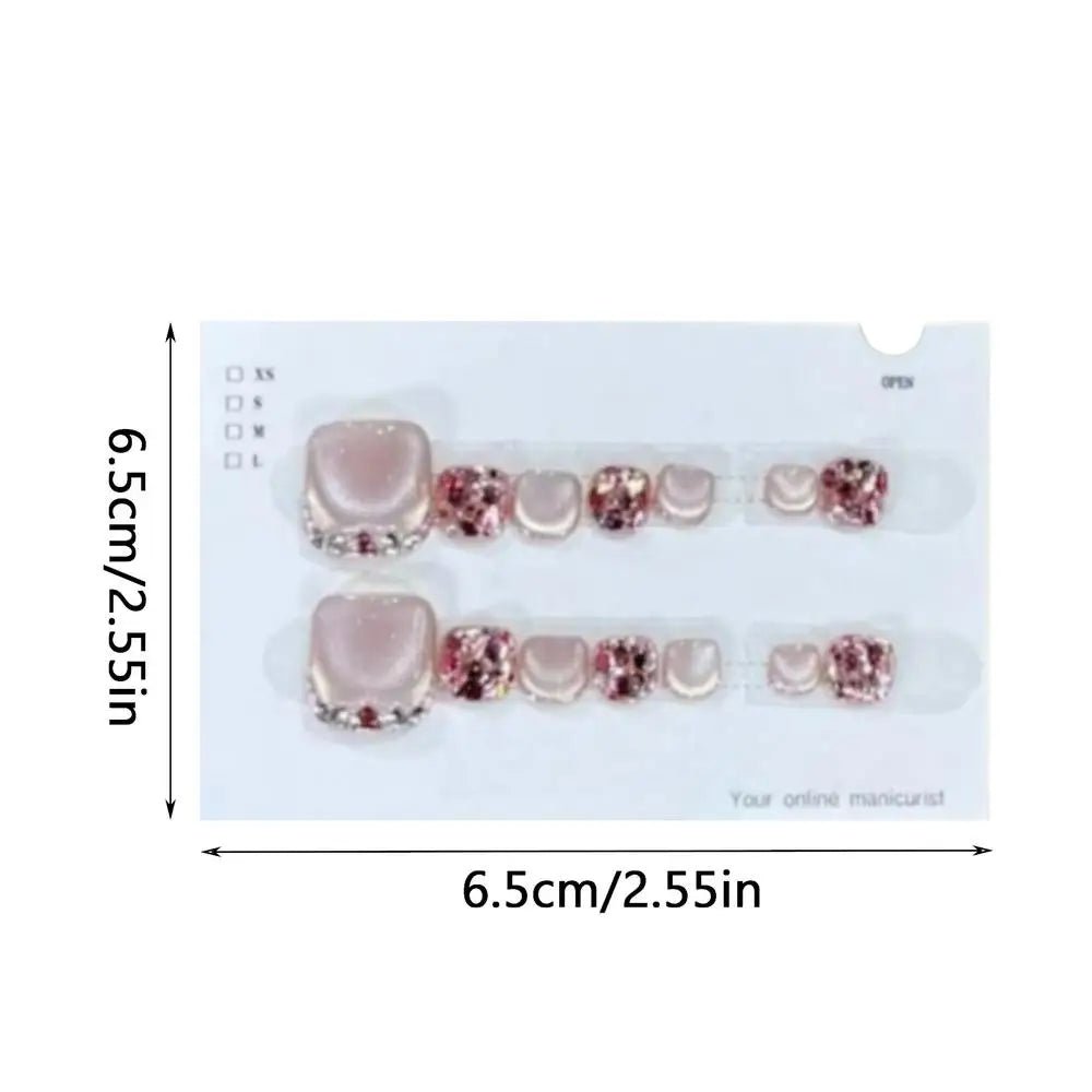Toenails Glitter Glitter Press On Toe Nails Manicure Art Glossy Fake Toe Nails 14Pcs Sparkling Cat's Eye Toenail Girls Nail Art - Paola Center