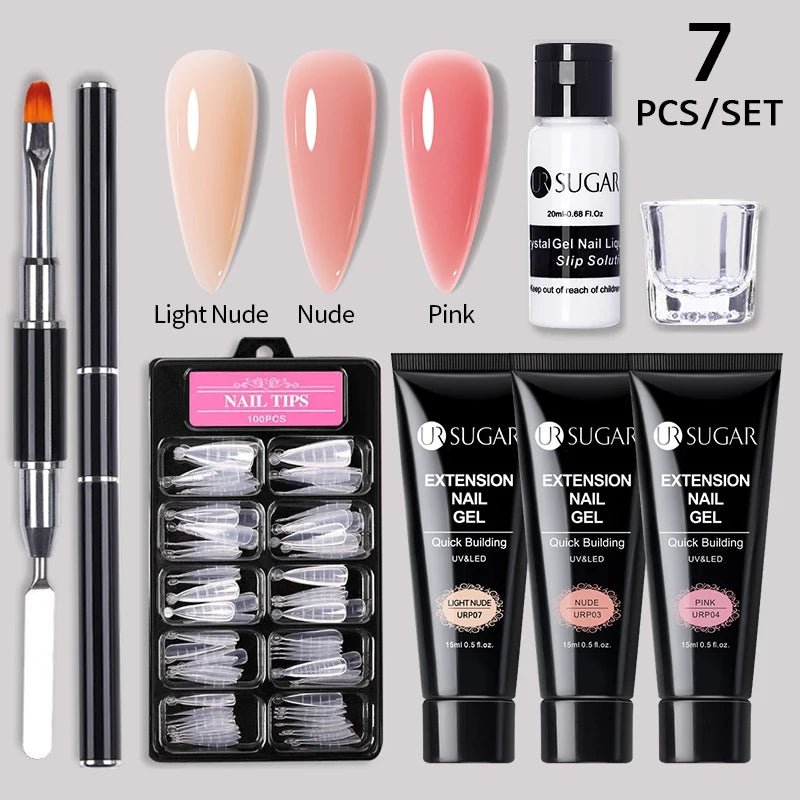 UR SUGAR 15ml Extension Nail Gel Set Full Manicure Kit Crystal Acrylic Quick Extension Nails Building Fingertips Tools Set - Paola Center