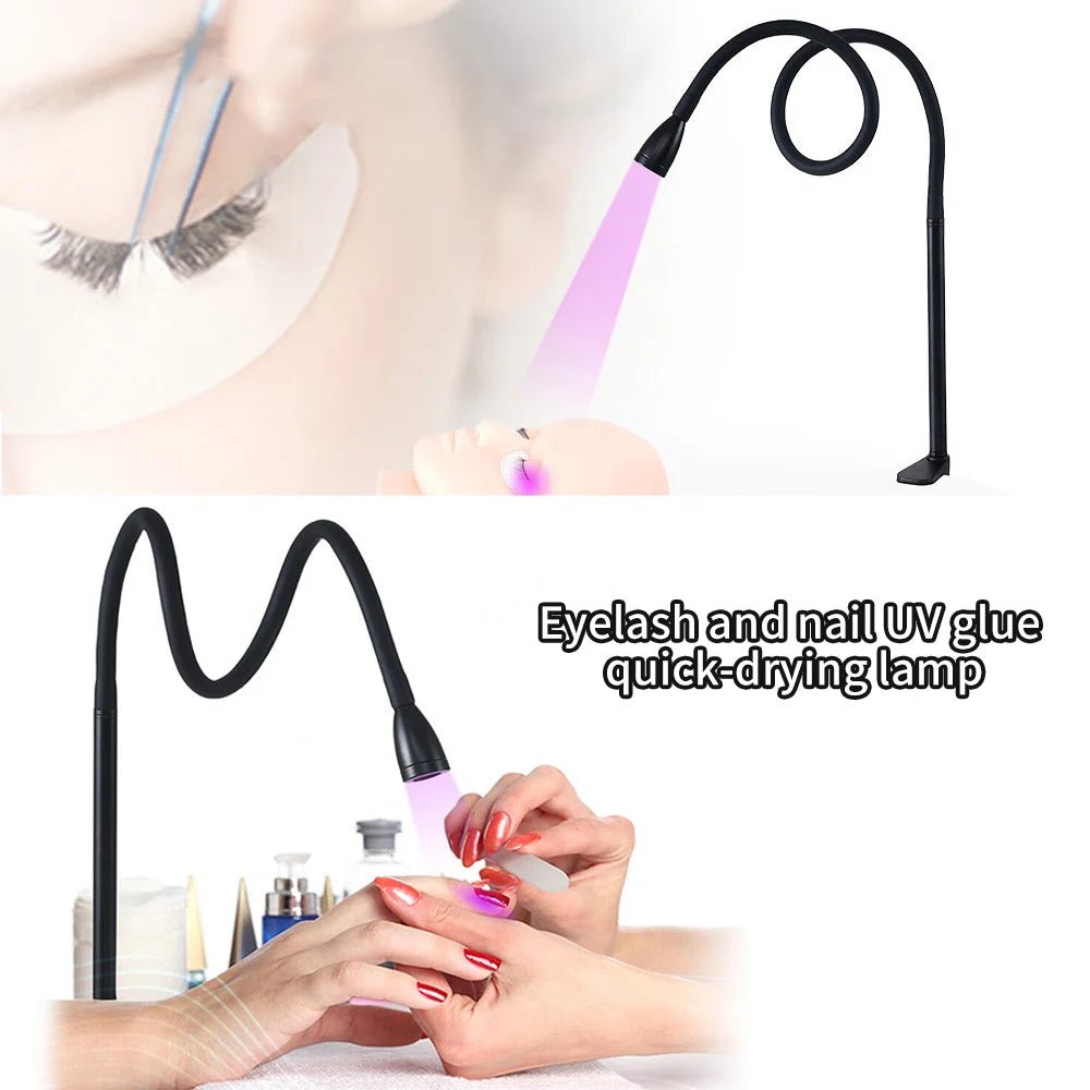 Paola Center UV nail lamp desk mount with flexible gooseneck for precise nail and eyelash UV glue curing
