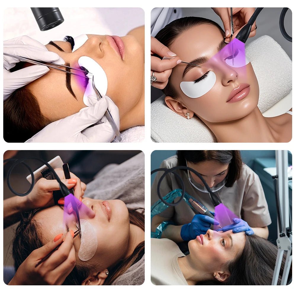 Paola Center UV nail lamp desk mount used for precise eyelash extension and eyebrow treatments