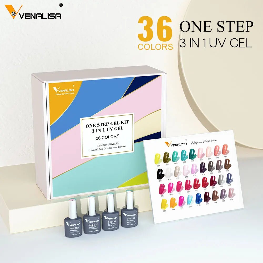 Paola Center long-lasting nail polish set 36 colors one step 3 in 1 UV gel kit with color chart and four gel bottles