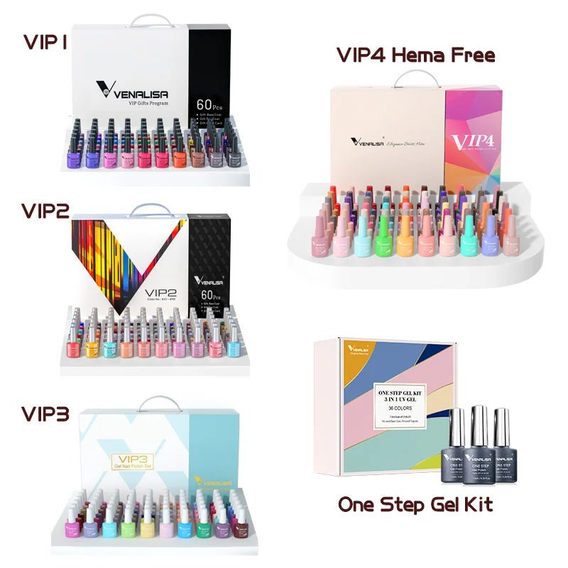 Paola Center long-lasting nail polish set with multiple colorful VIP collections and One Step Gel Kit