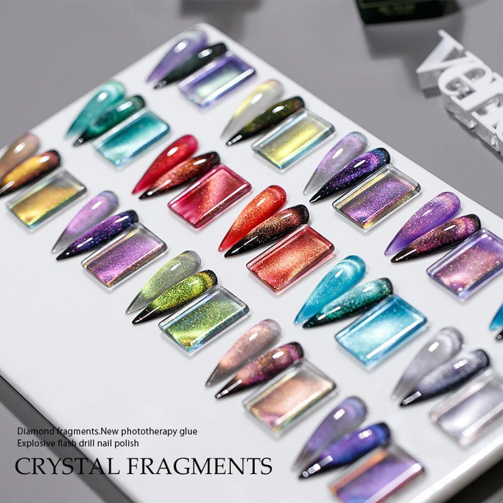 Vendeeni 15 Colors/set Colourful Crystal Aurora Cat Eye Gel Nail Polish Magnetic Gel Varnish UV LED Soak Off Gel Lacquer - Paola Center