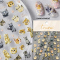 White Halo Dyeing Cat Face Cup Black Orange Toy Umbrella Love Heart Kitty Cake Embossed Relief Nail Art Stickers Manicure Decals - Paola Center