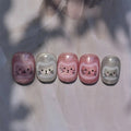 White Halo Dyeing Cat Face Cup Black Orange Toy Umbrella Love Heart Kitty Cake Embossed Relief Nail Art Stickers Manicure Decals - Paola Center