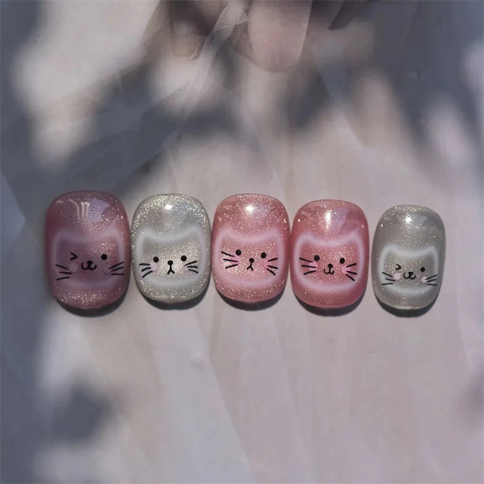 White Halo Dyeing Cat Face Cup Black Orange Toy Umbrella Love Heart Kitty Cake Embossed Relief Nail Art Stickers Manicure Decals - Paola Center