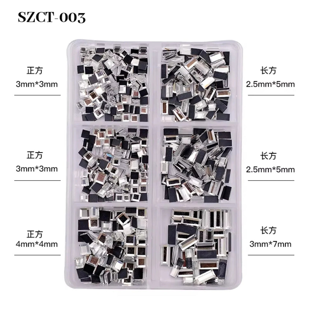 Wholesale 6 Grid Nail Rhinestones Kit Round Crystals Multi Shapes Glass Nail Rhinestones And Nail Charm - Paola Center