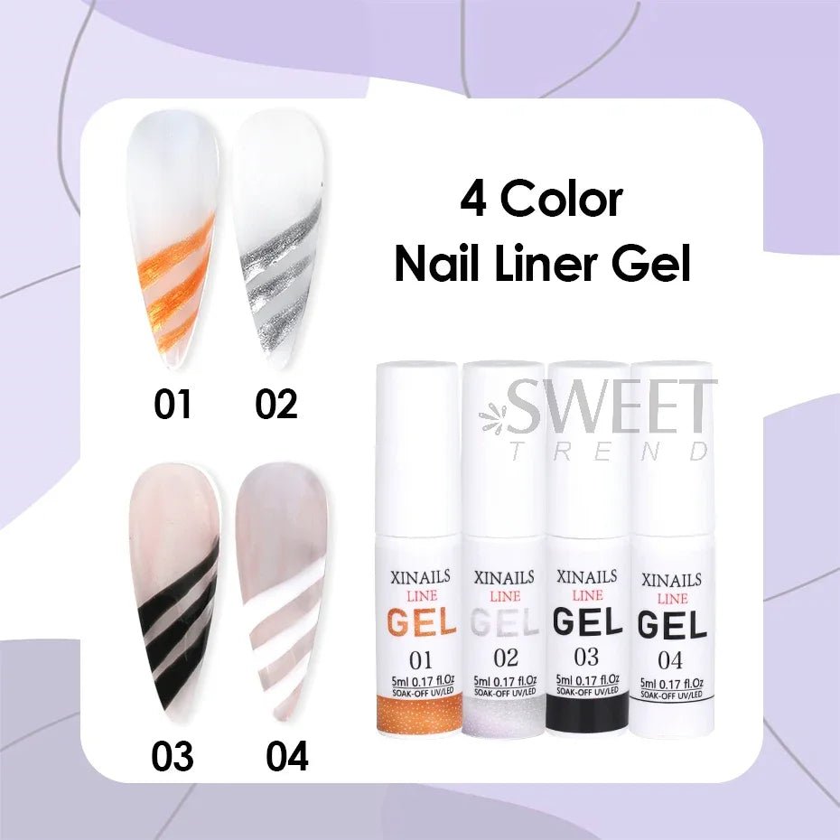 4 Color Nail Liner Gel by Paola Center for creating luxury nails and fancy nails designs