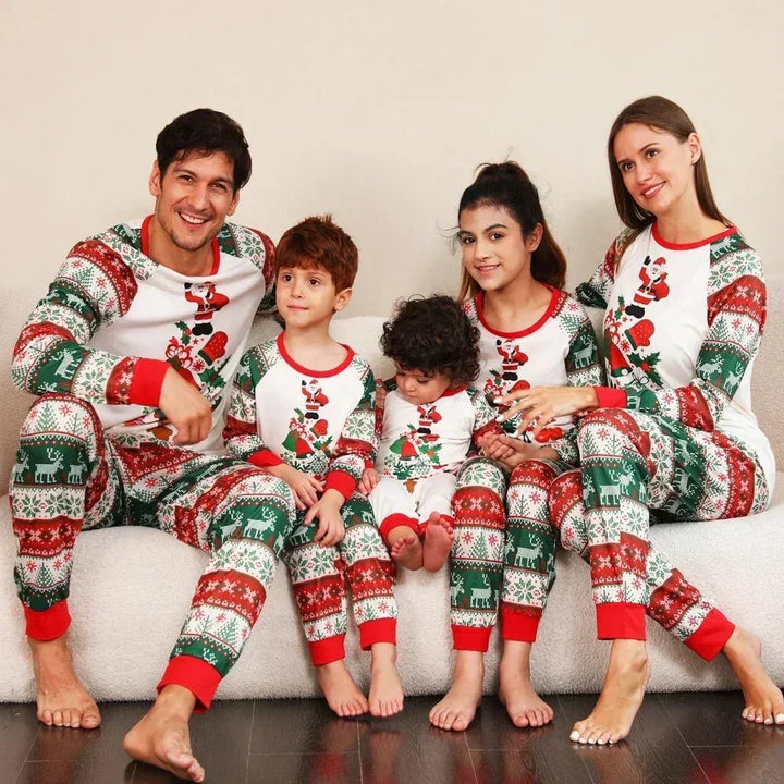 Xmas Gift Cartoon Allover Print Matching Christmas Pajamas Set Adults Kids Baby Outfits Soft Cute Sleepwear Family Look Clothes - Verschic Paris