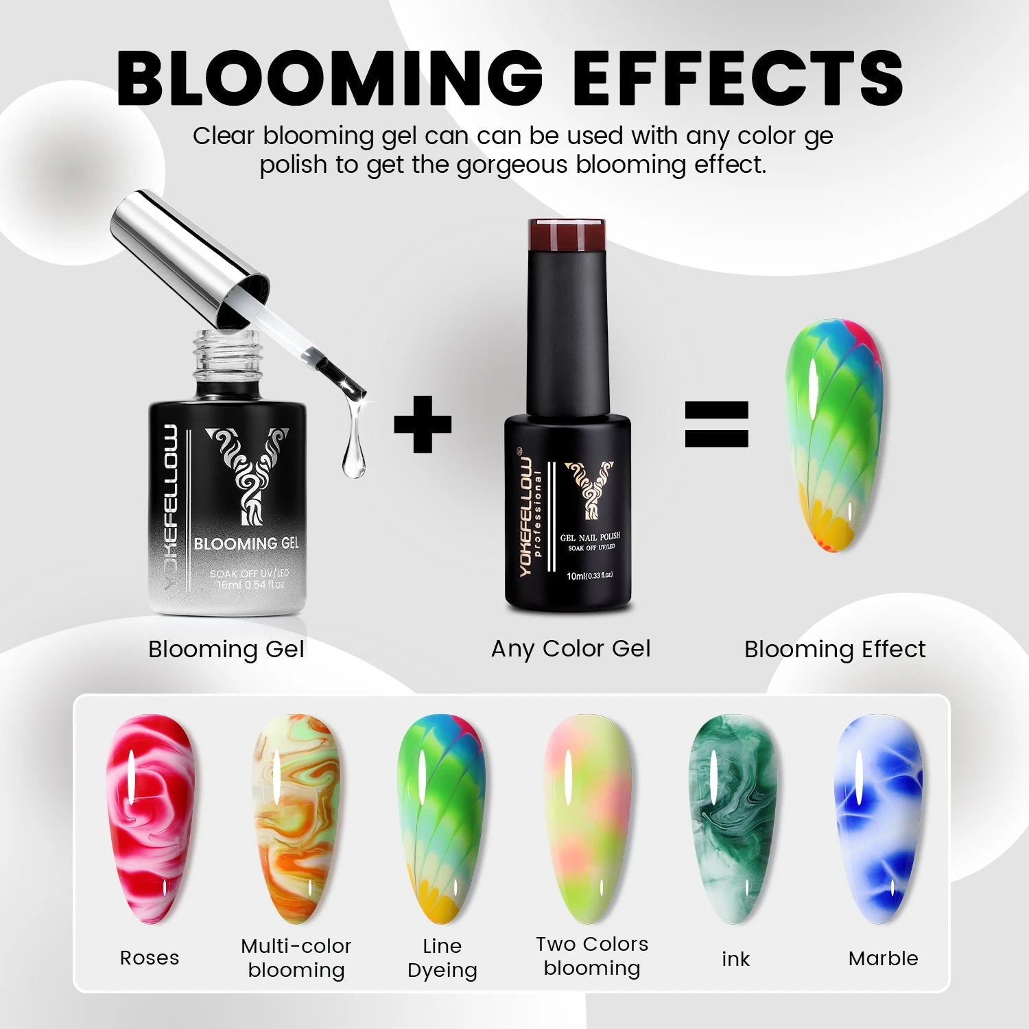 Blooming Gel for luxury nails with examples of Hailey Bieber nails and nail art supplies usage